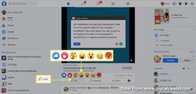 Facebook Post Reactions buy from digitalcarebd